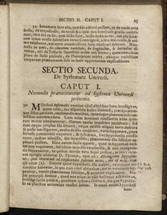 Sectio Secunda. De Systemate Universi.