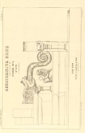 Plate V. Abhayagiriya ruins. Section IV. Viháré No. 2. Steps. Side view.