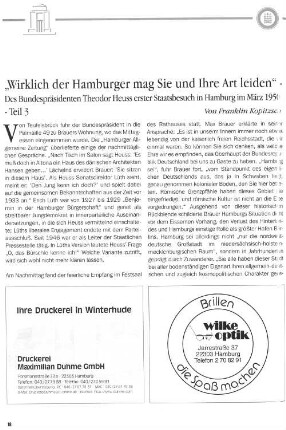 "Wirklich der Hamburger mag Sie und Ihre Art leiden" - Teil 3