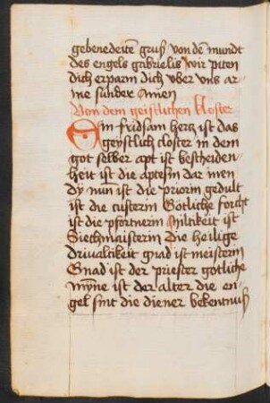Von einem geistlichen Kloster
