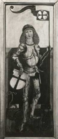 Linker Flügel: Der heilige Georg : Lauban (Luban/Polen). Magdalenstift. Flügelaltar, Schrein (Ende 15. Jahrhundert). Linker Flügel: Der heilige Georg
