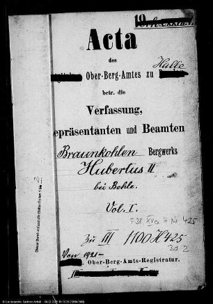 Mutung, Verleihung und Vertretung des Braunkohlenbergwerks "Hubertus II" bei Behle, Kr. Czarnikau/Posen