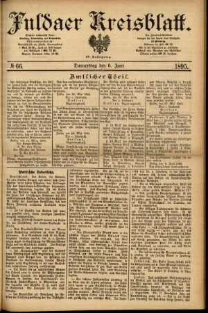 Erste Ausgabe vom Donnerstag, den 06. Juni 1895.