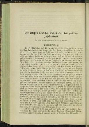 Die ältesten deutschen Liebeslieder des zwölften Jahrhunderts