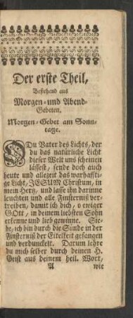 Morgen-Gebet am Sonntage.