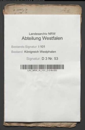 Schätzung des allodifizierten Lehens des Hermann Heinrich Ritter, später Hardemann