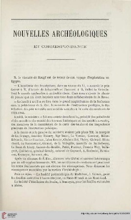 Nouvelles archéologiques et correspondance