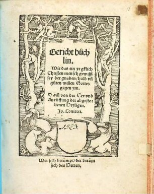 Bericht büchlin, Wie das ein yegklich Christen mensch gewisß sey der gnaden, huld vn[d] guten willen Gottes gegen ym