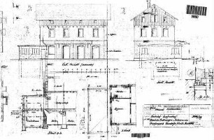 Epfendorf: Empfangsgebäude Grundrisse,Schnitt,Ansichten
