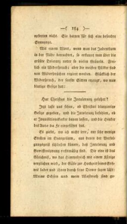 Hat Christus die Intoleranz gelehrt?