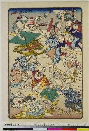 Sprichwort: Mochi mit einer Laterne schlagen, aus der Serie: Einhundert Bilder von Kyōsai