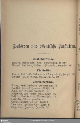 Behördenverzeichnis : Behörden und öffentliche Anstalten