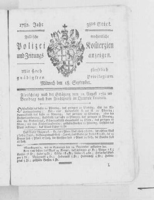 38tes Stück., Ausgabe vom 18. September 1782