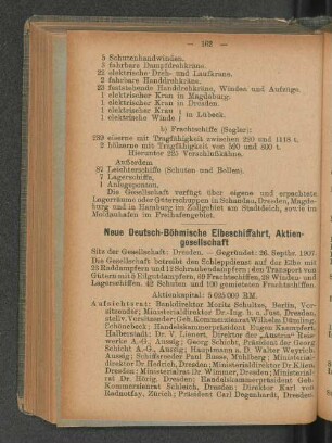 Neue Deutsch-Böhmische Elbeschiffahrt, Aktien-gesellschaft