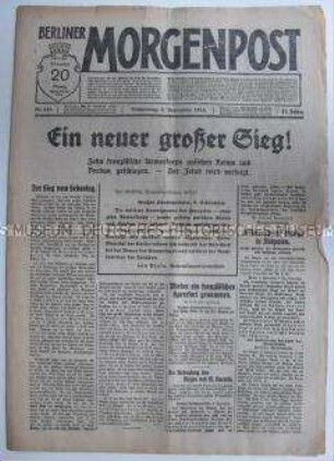 Tageszeitung "Berliner Morgenpost" mit Erfolgsmeldungen zum Krieg gegen Frankreich