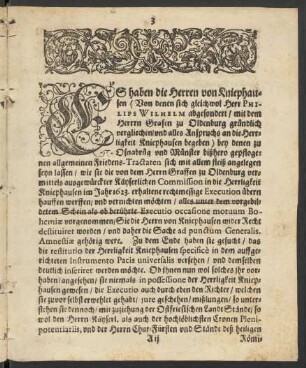 [Es haben die Herren von Kniephausen ...]