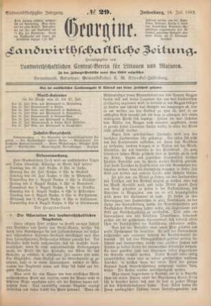 Siebenundfünfzigster Jahrgang. No. 29. Insterburg, 18. Juli 1889.