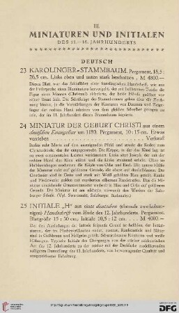 III. Miniaturen und Initialen des 11.-16. Jahrhunderts (Nr. 23-74)