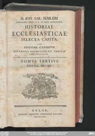 Tomvs Tertivs.: Secvl. XII-XV.