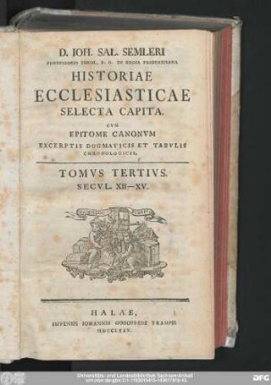 Tomvs Tertivs.: Secvl. XII-XV.