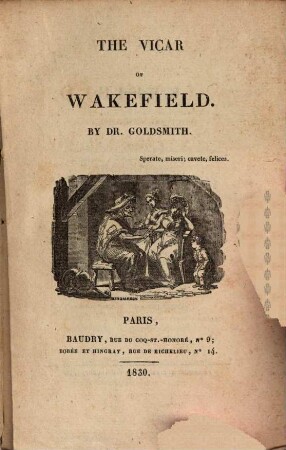 The Vicar of Wakefield. Vol. 1 (1830)