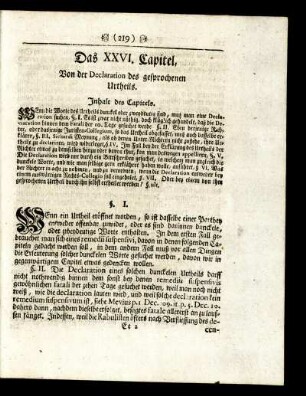 Das XXVI. Capitel. Von der Declaration des gesprochenen Urtheils. - Das XXX. Capitel. Von dem Remedio Revisionis.