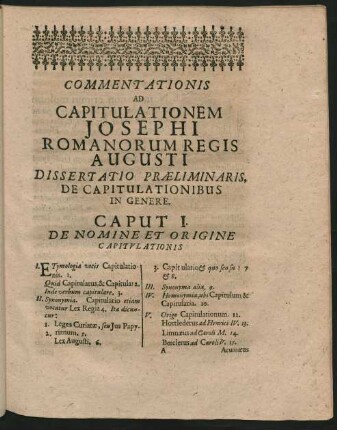 Commentationis Ad Capitulationem Josephi Romanorum Regis Augusti Dissertatio Praeliminaris, De Capitulationibus In Genere
