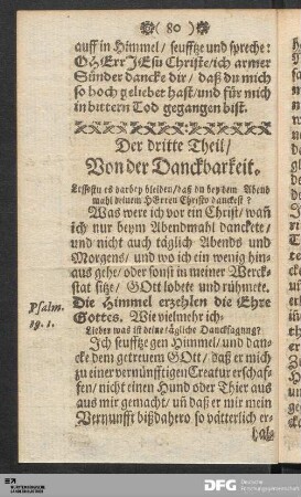 Der dritte Theil / Von der Danckbarkeit.