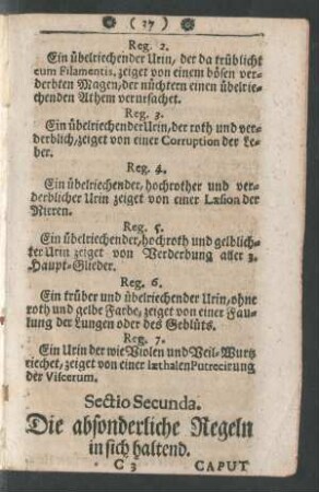 Sectio Secunda. Die absonderliche Regeln in sich haltend