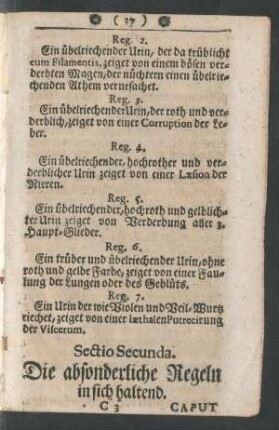 Sectio Secunda. Die absonderliche Regeln in sich haltend