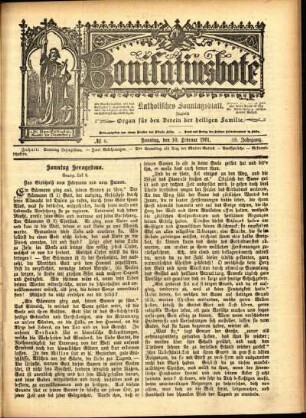 Erste Ausgabe vom Sonntag, den 10. Februar 1901.