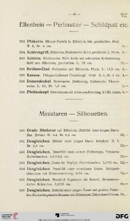 Miniaturen- Silhouetten (Nr. 590-638)