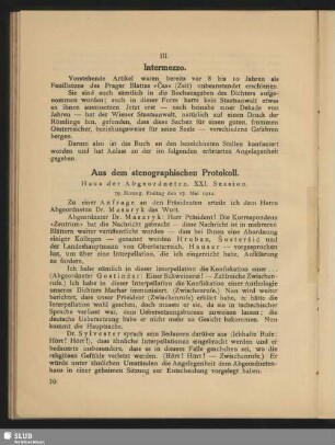 IV. Aus de stenographischen Protokoll