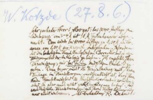 Brief an Wilhelm Kotzde