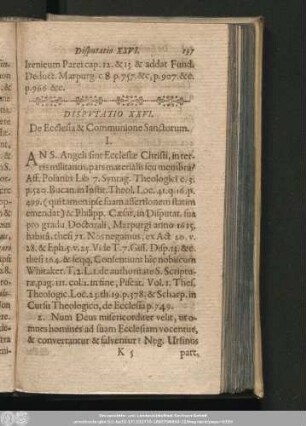 Disputatio XXVI. DE Ecclesia & Communione Sanctorum.