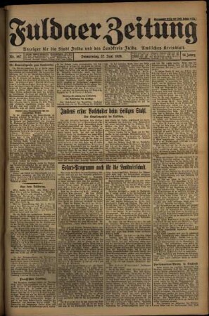 Ausgabe vom Donnerstag, den 27. Juni 1929.