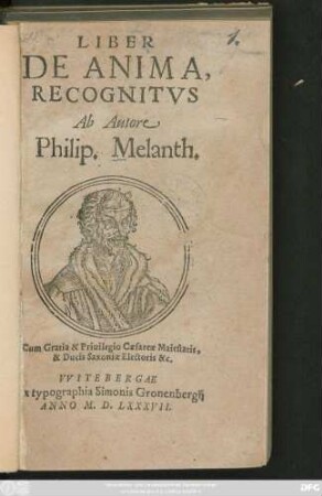 LIBER || DE ANIMA,|| RECOGNITVS || Ab Autore || Philip. Melanth.||