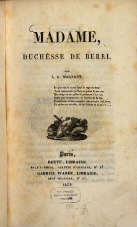 Madame Duchesse de Berri