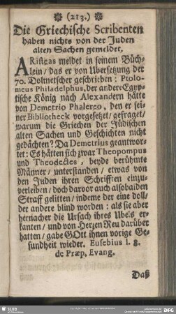 Die Griechische Scribenten haben nichts von der Juden alten Sachen gemeldet