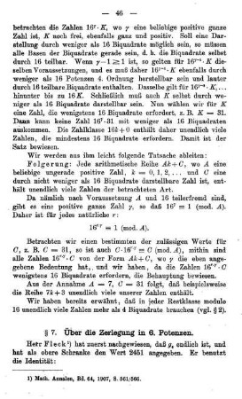 § 7. Über die Zerlegung in 6. Potenzen.
