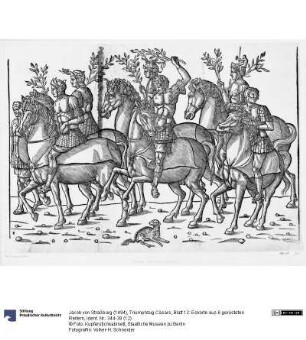 Triumphzug Cäsars, Blatt 12: Eskorte aus 6 gerüsteten Reitern