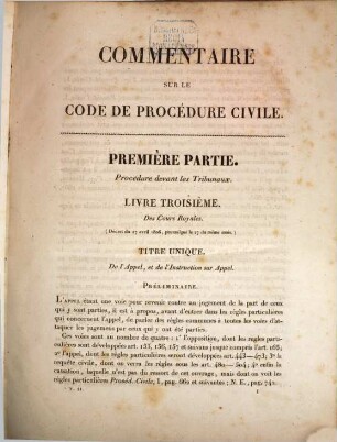 Commentaire sur le Code de procédure civile, T. 2