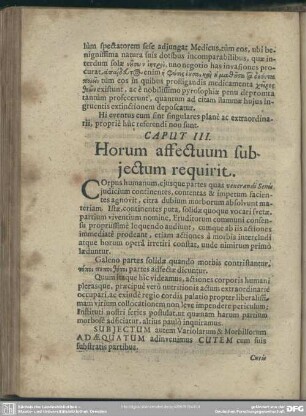 Caput III. Horum affectuum subjectum requirit