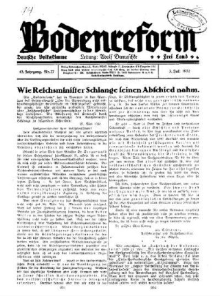Wie Reichsminister Schlange seinen Abschied nahm