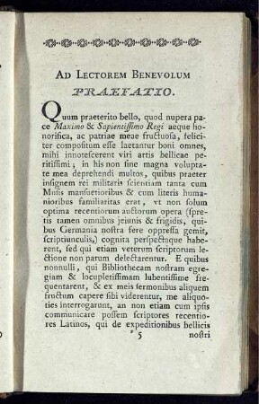 Ad Lectorem Benevolum Praefatio.