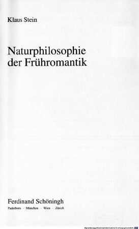 Naturphilosophie der Frühromantik