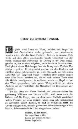 Die sittliche Freiheit.