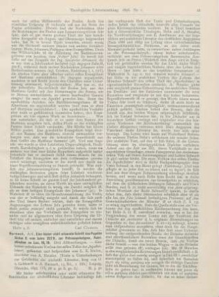 17-22 [Rezension] Harnack, Adolf, Eine bisher nicht erkannte Schrift des Papstes Sixtus II. vom Jahre 257/8, zur Petrusapokalypse, Patristisches zu Luc. 16,19