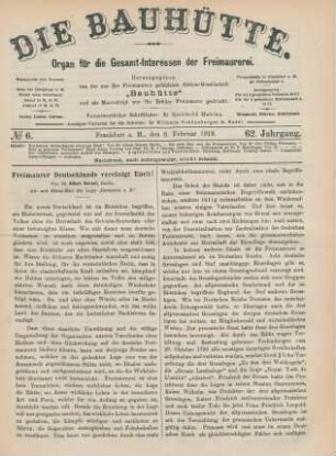 No 6. Frankfurt a. M., den 8. Februar 1919. 62. Jahrgang.
