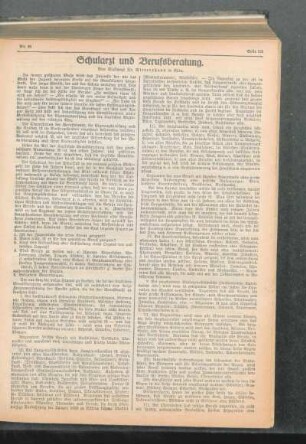 Schularzt und Berufsberatung
